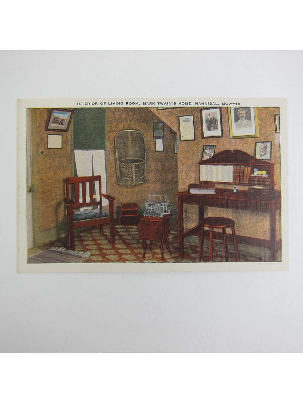 Postcard Hannibal Missouri Mark Twain Home Living Room Interior Vintage Unposted